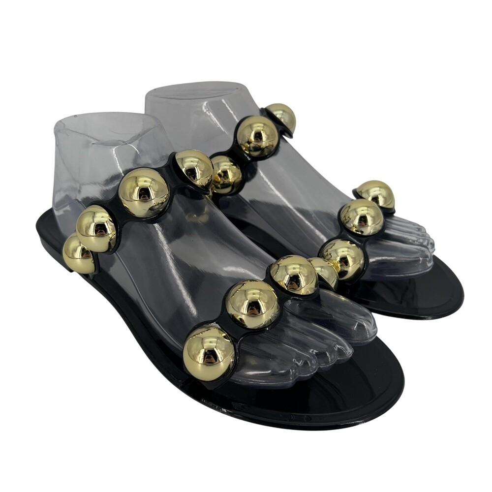 Steve Madden Sandals Shoes Womens Size 9 Chrishelle Black Studded Slide CHR10S1